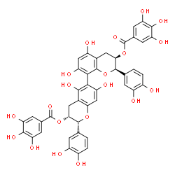 ChemSpider 2D Image | (2R,2'R,3R,3'R)-2,2'-Bis(3,4-dihydroxyphenyl)-5,5',7,7'-tetrahydroxy-3,3',4,4'-tetrahydro-2H,2'H-6,8'-bichromene-3,3'-diyl bis(3,4,5-trihydroxybenzoate) | C44H34O20
