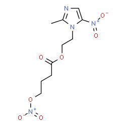 ChemSpider 2D Image | 2-(2-Methyl-5-nitro-1H-imidazol-1-yl)ethyl 4-(nitrooxy)butanoate | C10H14N4O7