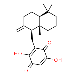 ChemSpider 2D Image | 2,5-Dihydroxy-3-{[(1S,4aS,8aS)-5,5,8a-trimethyl-2-methylenedecahydro-1-naphthalenyl]methyl}-1,4-benzoquinone | C21H28O4