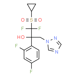 ChemSpider 2D Image | 1-(Cyclopropylsulfonyl)-2-(2,4-difluorophenyl)-1,1-difluoro-3-(1H-1,2,4-triazol-1-yl)-2-propanol | C14H13F4N3O3S