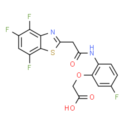 ChemSpider 2D Image | (5-Fluoro-2-{[(4,5,7-trifluoro-1,3-benzothiazol-2-yl)acetyl]amino}phenoxy)acetic acid | C17H10F4N2O4S