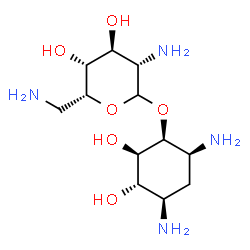 ChemSpider 2D Image | (1S,2R,3S,4R,6S)-4,6-Diamino-2,3-dihydroxycyclohexyl 2,6-diamino-2,6-dideoxy-D-idopyranoside | C12H26N4O6