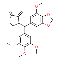 ChemSpider 2D Image | 4-[(7-Methoxy-1,3-benzodioxol-5-yl)(3,4,5-trimethoxyphenyl)methyl]-3-methylenedihydro-2(3H)-furanone | C23H24O8