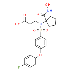 ChemSpider 2D Image | N-{[4-(4-Fluorophenoxy)phenyl]sulfonyl}-N-[1-(hydroxycarbamoyl)cyclopentyl]-beta-alanine | C21H23FN2O7S