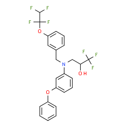 ChemSpider 2D Image | 1,1,1-Trifluoro-3-{(3-phenoxyphenyl)[3-(1,1,2,2-tetrafluoroethoxy)benzyl]amino}-2-propanol | C24H20F7NO3