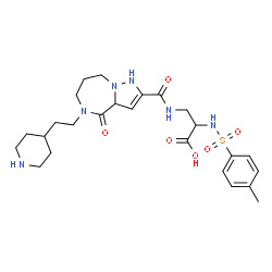 ChemSpider 2D Image | N-[(4-Methylphenyl)sulfonyl]-3-[({4-oxo-5-[2-(4-piperidinyl)ethyl]-3a,4,5,6,7,8-hexahydro-1H-pyrazolo[1,5-a][1,4]diazepin-2-yl}carbonyl)amino]alanine | C25H36N6O6S