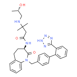 ChemSpider 2D Image | 3-{[(2S)-2-Hydroxypropyl]amino}-3-methyl-N-[(3R)-2-oxo-1-{[2'-(2H-tetrazol-5-yl)-4-biphenylyl]methyl}-2,3,4,5-tetrahydro-1H-1-benzazepin-3-yl]butanamide | C32H37N7O3