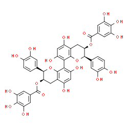 ChemSpider 2D Image | (2R,2'R,3R,3'R)-2,2'-Bis(3,4-dihydroxyphenyl)-5,5',7,7'-tetrahydroxy-3,3',4,4'-tetrahydro-2H,2'H-8,8'-bichromene-3,3'-diyl bis(3,4,5-trihydroxybenzoate) | C44H34O20