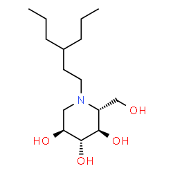 ChemSpider 2D Image | (2R,3R,4R,5S)-2-(Hydroxymethyl)-1-(3-propylhexyl)-3,4,5-piperidinetriol | C15H31NO4