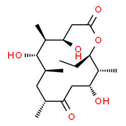 ChemSpider 2D Image | (4R,5S,6S,7S,9R,12R,13R,14R)-14-Ethyl-4,6,12-trihydroxy-5,7,9,13-tetramethyloxacyclotetradecane-2,10-dione | C19H34O6