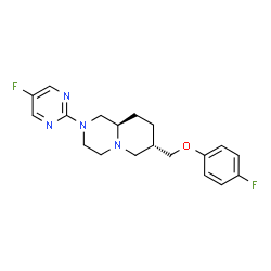 ChemSpider 2D Image | (7S,9aR)-7-[(4-Fluorophenoxy)methyl]-2-(5-fluoro-2-pyrimidinyl)octahydro-2H-pyrido[1,2-a]pyrazine | C19H22F2N4O