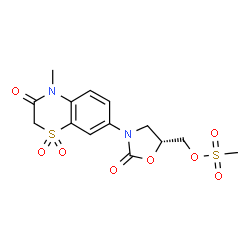 ChemSpider 2D Image | [(5R)-3-(4-Methyl-1,1-dioxido-3-oxo-3,4-dihydro-2H-1,4-benzothiazin-7-yl)-2-oxo-1,3-oxazolidin-5-yl]methyl methanesulfonate | C14H16N2O8S2
