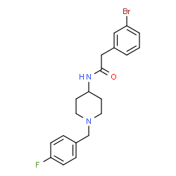 ChemSpider 2D Image | 2-(3-Bromophenyl)-N-[1-(4-fluorobenzyl)-4-piperidinyl]acetamide | C20H22BrFN2O