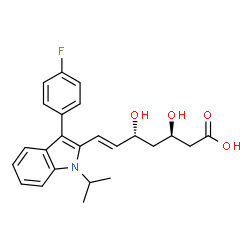 ChemSpider 2D Image | (3R,5R,6E)-7-[3-(4-Fluorophenyl)-1-isopropyl-1H-indol-2-yl]-3,5-dihydroxy-6-heptenoic acid | C24H26FNO4
