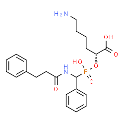 ChemSpider 2D Image | (2R)-6-Amino-2-[(hydroxy{phenyl[(3-phenylpropanoyl)amino]methyl}phosphoryl)oxy]hexanoic acid | C22H29N2O6P