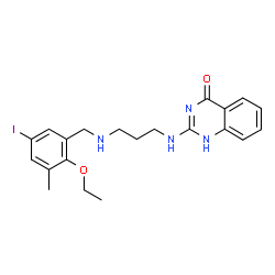 ChemSpider 2D Image | 2-({3-[(2-Ethoxy-5-iodo-3-methylbenzyl)amino]propyl}amino)-4(1H)-quinazolinone | C21H25IN4O2
