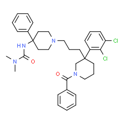 ChemSpider 2D Image | 3-(1-{3-[1-Benzoyl-3-(2,3-dichlorophenyl)-3-piperidinyl]propyl}-4-phenyl-4-piperidinyl)-1,1-dimethylurea | C35H42Cl2N4O2