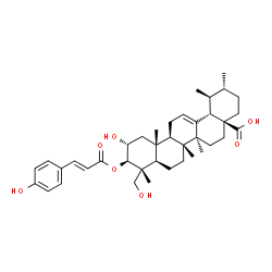 ChemSpider 2D Image | (2alpha,3beta)-2,23-Dihydroxy-3-{[(2E)-3-(4-hydroxyphenyl)-2-propenoyl]oxy}urs-12-en-28-oic acid | C39H54O7