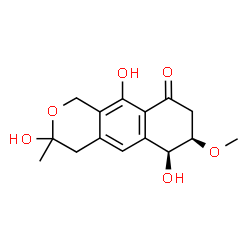 ChemSpider 2D Image | (6S,7R)-3,6,10-Trihydroxy-7-methoxy-3-methyl-1,3,4,6,7,8-hexahydro-9H-benzo[g]isochromen-9-one | C15H18O6