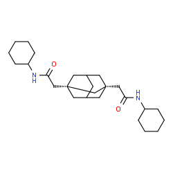 ChemSpider 2D Image | 2,2'-(1s,3s)-Tricyclo[3.3.1.1~3,7~]decane-1,3-diylbis(N-cyclohexylacetamide) | C26H42N2O2