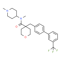 ChemSpider 2D Image | N-Methyl-N-(1-methyl-4-piperidinyl)-4-{[3'-(trifluoromethyl)-4-biphenylyl]methyl}tetrahydro-2H-pyran-4-carboxamide | C27H33F3N2O2