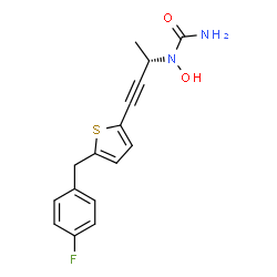 ChemSpider 2D Image | 1-{(2S)-4-[5-(4-Fluorobenzyl)-2-thienyl]-3-butyn-2-yl}-1-hydroxyurea | C16H15FN2O2S
