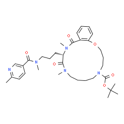 ChemSpider 2D Image | 2-Methyl-2-propanyl (12S)-10,13-dimethyl-12-(3-{methyl[(6-methyl-3-pyridinyl)carbonyl]amino}propyl)-11,14-dioxo-3,4,7,8,9,10,11,12,13,14-decahydro-2H-1,5,10,13-benzoxatriazacyclohexadecine-5(6H)-carbo
xylate | C34H49N5O6