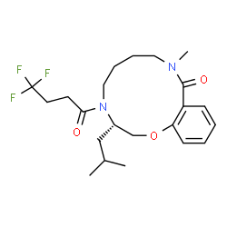 ChemSpider 2D Image | (3S)-3-Isobutyl-9-methyl-4-(4,4,4-trifluorobutanoyl)-2,3,4,5,6,7,8,9-octahydro-10H-1,4,9-benzoxadiazacyclododecin-10-one | C22H31F3N2O3