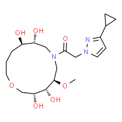ChemSpider 2D Image | 2-(3-Cyclopropyl-1H-pyrazol-1-yl)-1-[(3R,4R,5R,9R,10R)-3,4,9,10-tetrahydroxy-5-methoxy-1-oxa-7-azacyclotridecan-7-yl]ethanone | C20H33N3O7