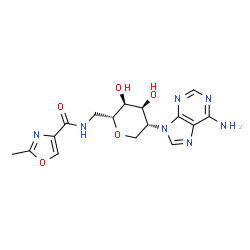 ChemSpider 2D Image | 2-(6-Amino-9H-purin-9-yl)-1,5-anhydro-2,6-dideoxy-6-{[(2-methyl-1,3-oxazol-4-yl)carbonyl]amino}-D-altritol | C16H19N7O5