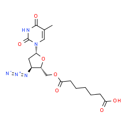 ChemSpider 2D Image | 3'-Azido-5'-O-(6-carboxyhexanoyl)-3'-deoxythymidine | C17H23N5O7