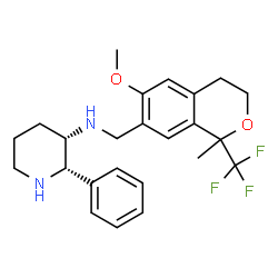 ChemSpider 2D Image | (2S,3S)-N-{[6-Methoxy-1-methyl-1-(trifluoromethyl)-3,4-dihydro-1H-isochromen-7-yl]methyl}-2-phenyl-3-piperidinamine | C24H29F3N2O2