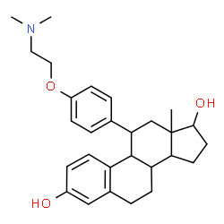 ChemSpider 2D Image | 11-{4-[2-(Dimethylamino)ethoxy]phenyl}estra-1,3,5(10)-triene-3,17-diol | C28H37NO3