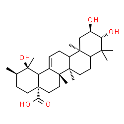 ChemSpider 2D Image | (2alpha,3beta,5xi,9xi,18xi)-2,3,19-Trihydroxyurs-12-en-28-oic acid | C30H48O5