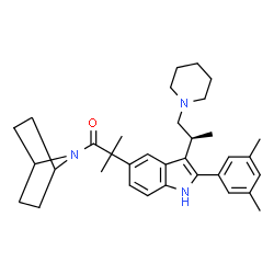 ChemSpider 2D Image | 1-(7-Azabicyclo[2.2.1]hept-7-yl)-2-{2-(3,5-dimethylphenyl)-3-[(2S)-1-(1-piperidinyl)-2-propanyl]-1H-indol-5-yl}-2-methyl-1-propanone | C34H45N3O