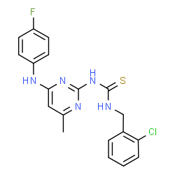 ChemSpider 2D Image | 1-(2-Chlorobenzyl)-3-{4-[(4-fluorophenyl)amino]-6-methyl-2-pyrimidinyl}thiourea | C19H17ClFN5S