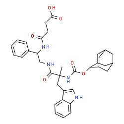 ChemSpider 2D Image | 4-{[2-({N-[(Adamantan-2-yloxy)carbonyl]-alpha-methyltryptophyl}amino)-1-phenylethyl]amino}-4-oxobutanoic acid | C35H42N4O6