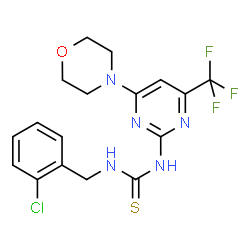 ChemSpider 2D Image | 1-(2-Chlorobenzyl)-3-[4-(4-morpholinyl)-6-(trifluoromethyl)-2-pyrimidinyl]thiourea | C17H17ClF3N5OS