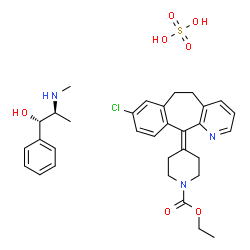 ChemSpider 2D Image | ethyl 4-(8-chloro-5,6-dihydrobenzo[1,2]cyclohepta[2,4-b]pyridin-11-ylidene)piperidine-1-carboxylate;(1S,2S)-2-(methylamino)-1-phenyl-propan-1-ol;sulfuric acid | C32H40ClN3O7S