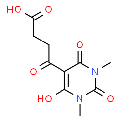 ChemSpider 2D Image | 4-(6-Hydroxy-1,3-dimethyl-2,4-dioxo-1,2,3,4-tetrahydro-5-pyrimidinyl)-4-oxobutanoic acid | C10H12N2O6