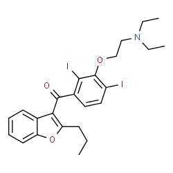 ChemSpider 2D Image | [3-(2-diethylaminoethoxy)-2,4-diiodo-phenyl]-(2-propylbenzofuran-3-yl)methanone | C24H27I2NO3
