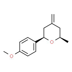 ChemSpider 2D Image | (2R,6R)-2-(4-Methoxyphenyl)-6-methyl-4-methylenetetrahydro-2H-pyran | C14H18O2
