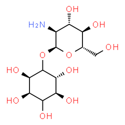 ChemSpider 2D Image | (2R,3R,5S,6R)-2,3,4,5,6-Pentahydroxycyclohexyl 2-amino-2-deoxy-alpha-L-glucopyranoside | C12H23NO10