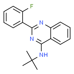 ChemSpider 2D Image | 2-(2-Fluorophenyl)-N-(2-methyl-2-propanyl)-4-quinazolinamine | C18H18FN3