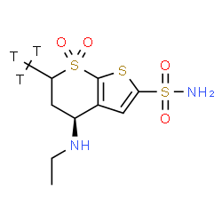 ChemSpider 2D Image | (4S)-4-(Ethylamino)-6-(~3~H_3_)methyl-5,6-dihydro-4H-thieno[2,3-b]thiopyran-2-sulfonamide 7,7-dioxide | C10H13T3N2O4S3
