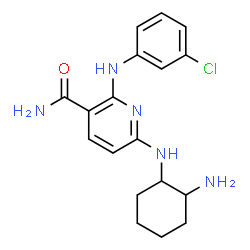 ChemSpider 2D Image | 6-[(2-Aminocyclohexyl)amino]-2-[(3-chlorophenyl)amino]nicotinamide | C18H22ClN5O