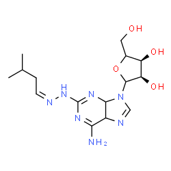 ChemSpider 2D Image | 2-[(2Z)-2-(3-Methylbutylidene)hydrazino]-9-[(4xi)-D-erythro-pentofuranosyl]-5,9-dihydro-4H-purin-6-amine | C15H25N7O4