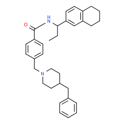 ChemSpider 2D Image | 4-[(4-Benzyl-1-piperidinyl)methyl]-N-[1-(5,6,7,8-tetrahydro-2-naphthalenyl)propyl]benzamide | C33H40N2O