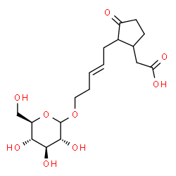ChemSpider 2D Image | {2-[(2E)-5-(D-Glucopyranosyloxy)-2-penten-1-yl]-3-oxocyclopentyl}acetic acid | C18H28O9