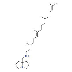 ChemSpider 2D Image | (2E,6E)-3,7,11,15-Tetramethyl-N-(tetrahydro-1H-pyrrolizin-7a(5H)-ylmethyl)-2,6,14-hexadecatrien-1-amine | C28H50N2